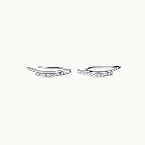 Boucles d'oreilles grimpantes Plume- ARGENT 925