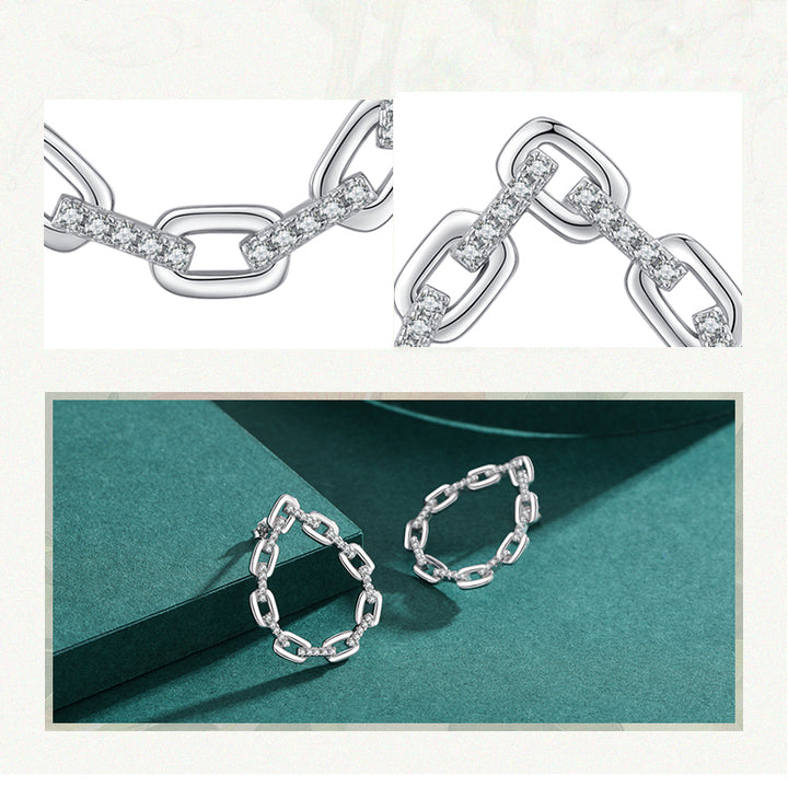 Boucles d'oreille goutte maillons de chaîne argent 925 avec strass étincelants. Éclat sophistiqué pour vos tenues. Idéales pour toutes occasions.