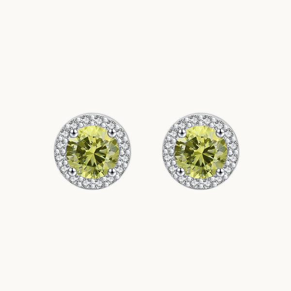 Boucle d'oreille ronde diamant émeraude strass - Femme - Argent 925