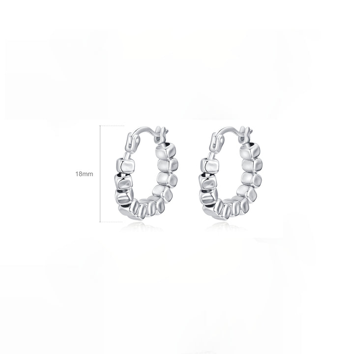 Boucles d'oreille créole cubes en argent 925 - design moderne et géométrique, idéales pour une allure contemporaine et chic. 18 mm, 2,7 g. Femme.