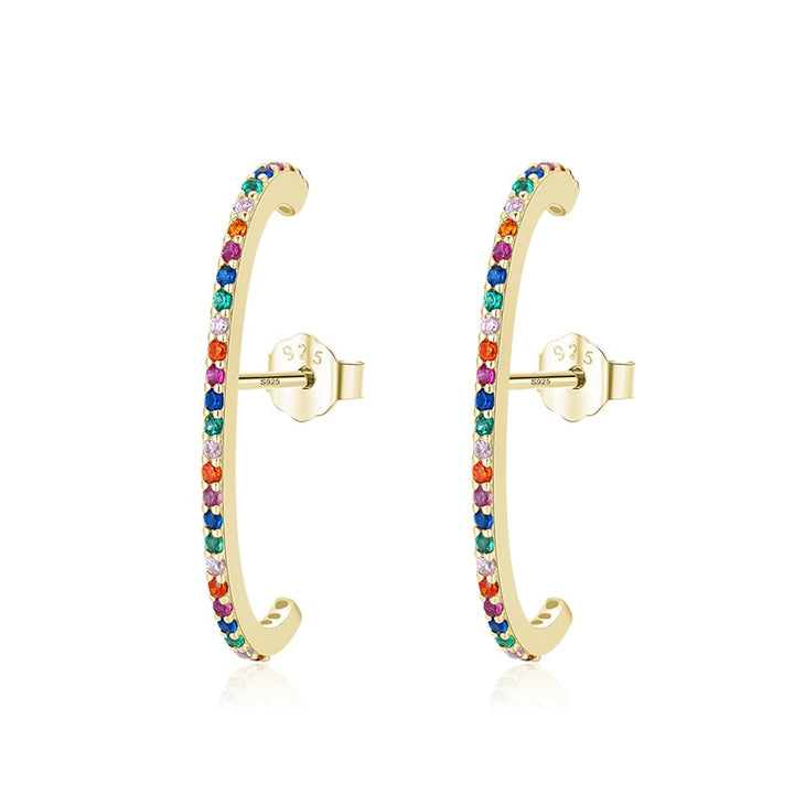 Boucle d'oreille manchette lobe strass multicolore - Argent 925. Éclat étincelant avec des strass multicolores pour une touche glamour à chaque tenue.