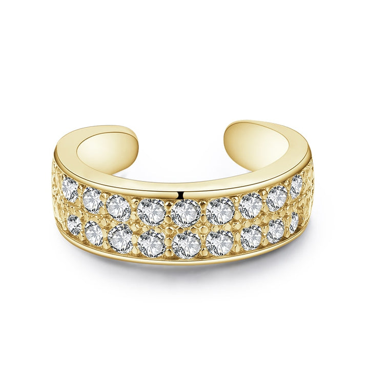 Boucle d'oreille cartilage sans trou strass - Femme - Argent 925. Un anneau en or avec des diamants étincelants. Une alternative élégante pour un look glamour sans percer le cartilage.