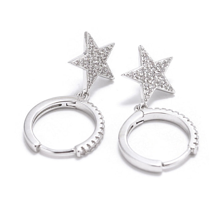 Boucle d'oreille anneau étoile pendante avec strass scintillants pour femme - Bijoux élégants pour toutes occasions.